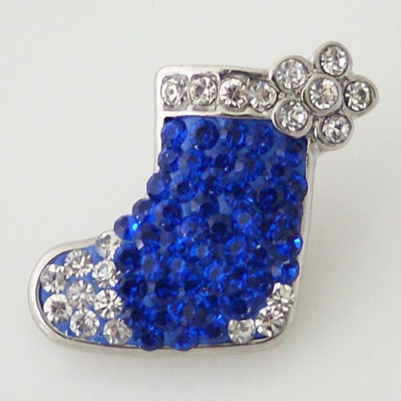 CZ Blue Christmas Stocking ~ Snap It SKB4372 Chunk Snap Button Popper Interchangeable 18mm 20mm snap