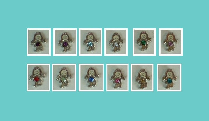 1 Each Month SILVER Girl Birthstone Floating Charm for Lockets HGC1097-1 to 12 12 Months