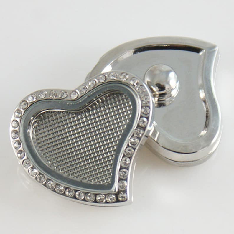 CZ Curved Heart Snap Locket Chunk Snap SKB7090