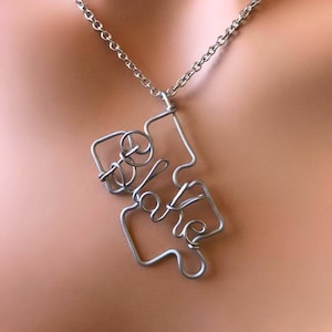 Personalized Stainless Steel Puzzle Piece Necklace,Autism Necklace,Autism Awareness,name necklace,Puzzle Piece Necklace,Personalized Gift