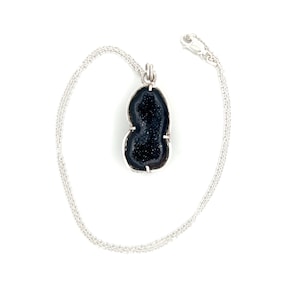Argentium Sterling Silver Mexican Tabasco Geode Necklace, Sterling Silver, Geode Jewelry, Geode Crystal, Crystal Pendant