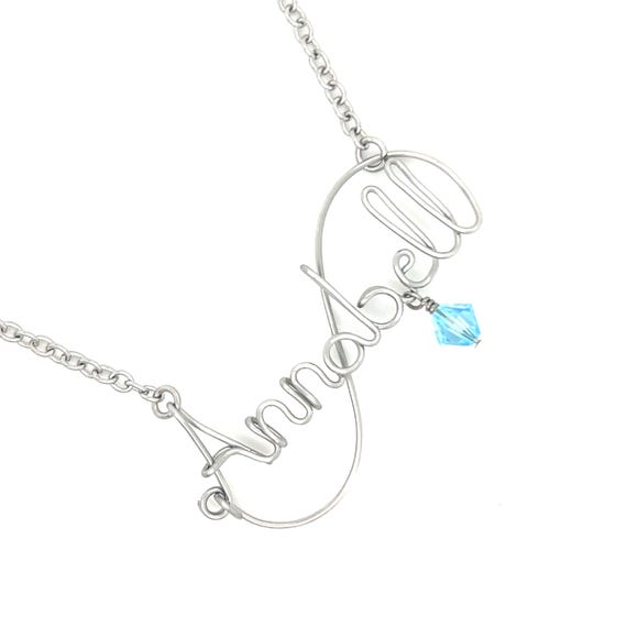 Stainless Steel Wire Script Name Necklace | Personalized Custom Name Jewelry Gift