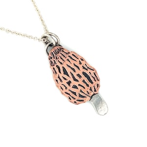 Argentium Sterling Silver Morel Mushroom Necklace/