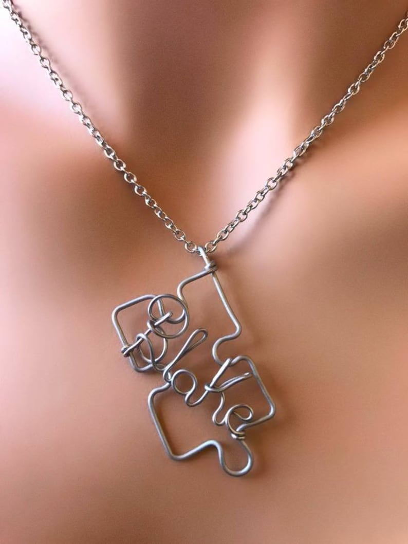 Personalized Stainless Steel Puzzle Piece Necklaceautism Etsy