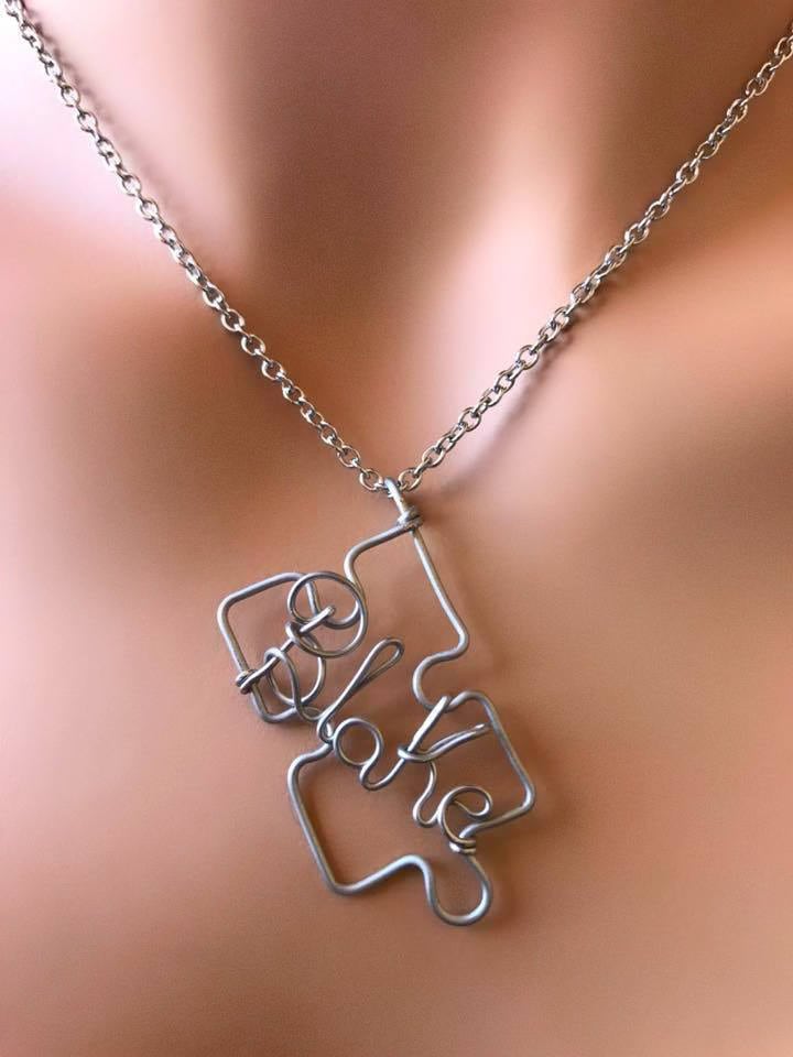 Personalized Stainless Steel Puzzle Piece Necklace | Autism Awareness ...