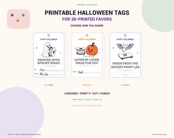 Printable Tags for 3D-Printed Halloween Favors