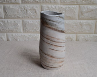 Marbled Vase, brown white vase, bud vase, ceramic bud vase, contemporary vase, flower vase, handmade vase, organic vase, neriage vase, V106