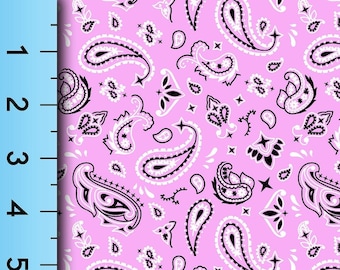 Rosa Paisley Stoff Print, Boho Cowgirl Bandana Design, Half Yard oder Fat Quarter Yard