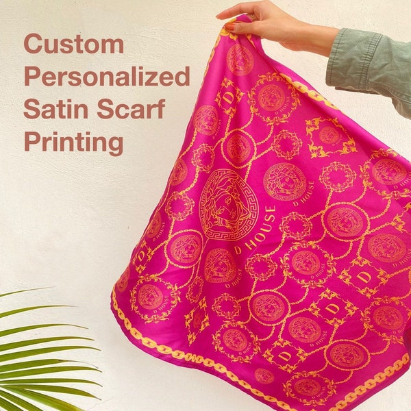 Make Your Own Custom Satin Scarf, Personalized Fabric Square Printed with your Design for Head Scarf, Bandana or Hair Wrap