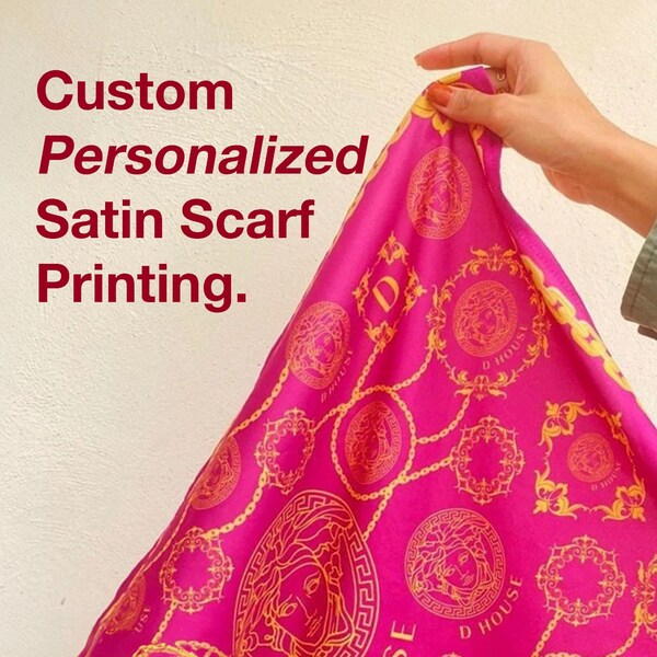 Make Your Own Custom Satin Head Scarf, Personalized Fabric Square Printed with your Design for Bandana or Neck Wrap