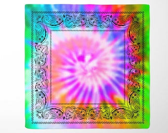 Tie Dye Paisley Bandana, Head Wrap or Hair Scarf. JUMBO size available for Tie Top, Halter Top