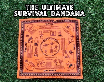 Wilderness Survival Tips Bandana for hiking, camping and outdoor enthusiasts.
