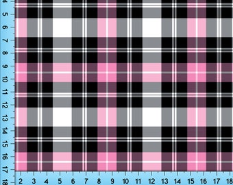 公式通販 - 人気アイテム多数 Black Pink Plaid Plaid Tartan Checkered Fabric, Print カットソー(長袖+七分)
