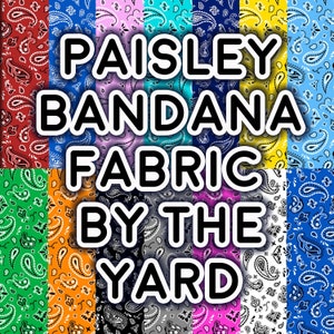 Paisley Fabric Bandana Print By the Yard on Spandex, Poly Poplin, Jersey Knit, Bullet Knit, Moisture Wick, 4 Way Stretch