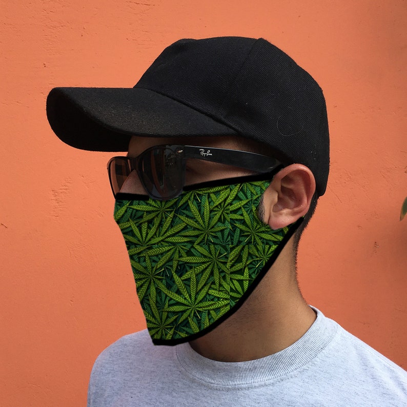 Cannabis Print Face Mask Marijuana Face Cover with filter Etsy