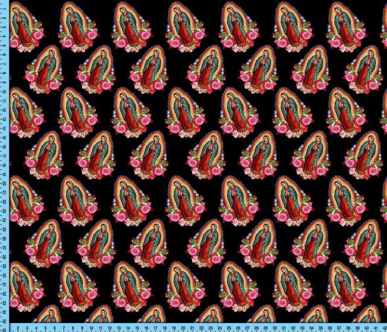 Our Lady of Guadalupe Fabric: Saint Virgin Mary Print By the Yard image 2