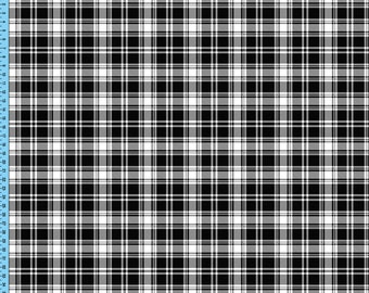 Black White Plaid Print Fabric, Checkered Tartan Lumberjack