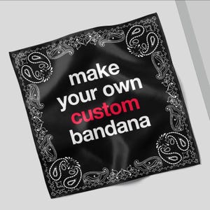 Bandanas personalizadas - Estampadas com sua imagem em popeline clássica ou cetim sedoso.