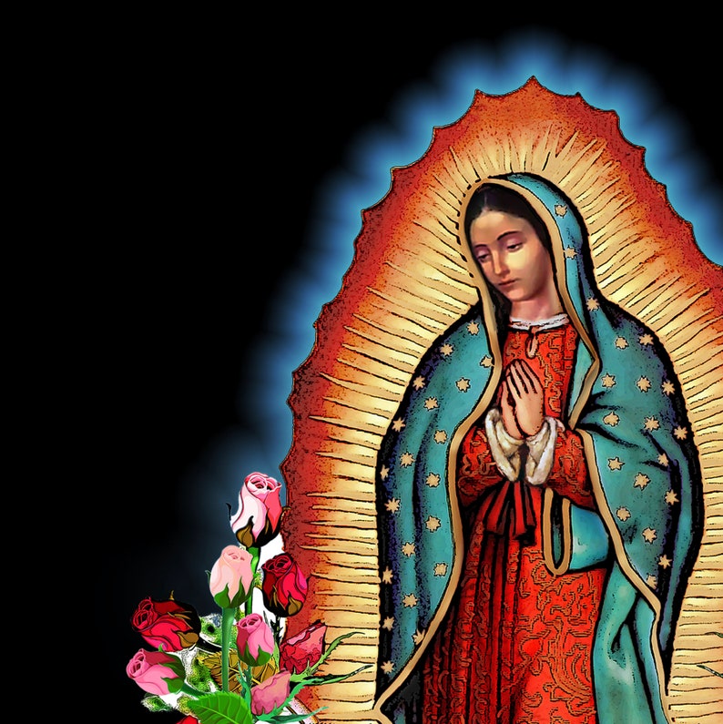 Our Lady of Guadalupe Fabric Panel Virgin Mary Black Fabric - Etsy