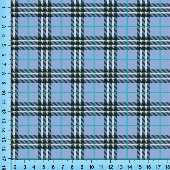 Blue Plaid Fabric, Checkered Tartan Plaid Pattern Design Fabric by the Yard  -  Norway