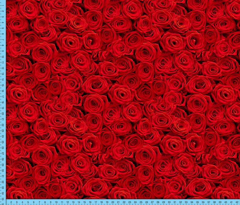 Realistic Red Roses Fabric Printed on the fabric of your choice Red Roses Fabric By The Yard