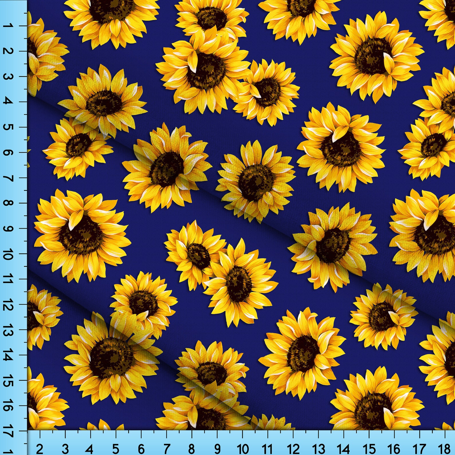 Sunflower Fabric Printed By the Yard on your choice of | Etsy