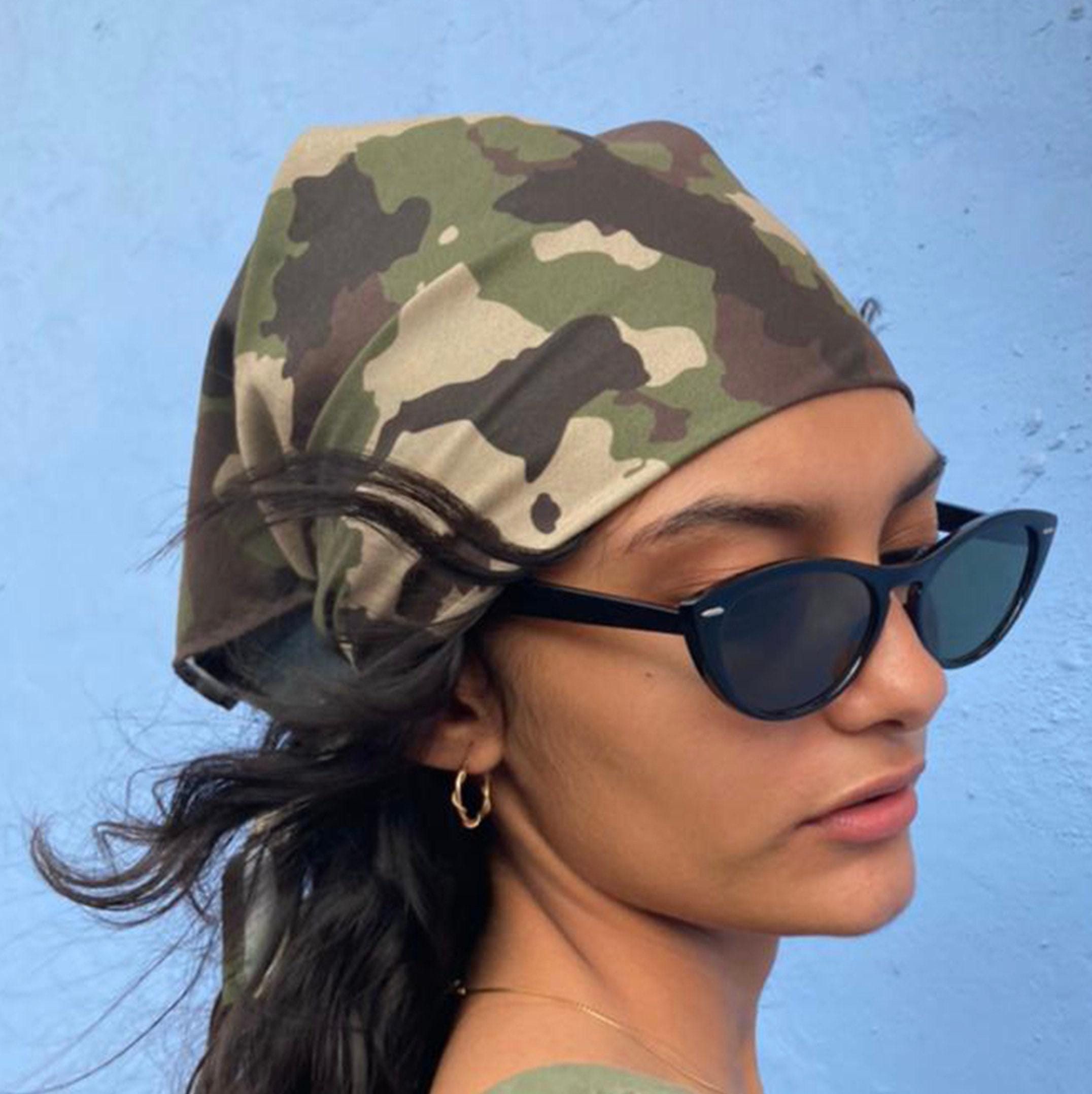 Green Camo Bandana, Woodland Camouflage Head Wrap, Hair Scarf or