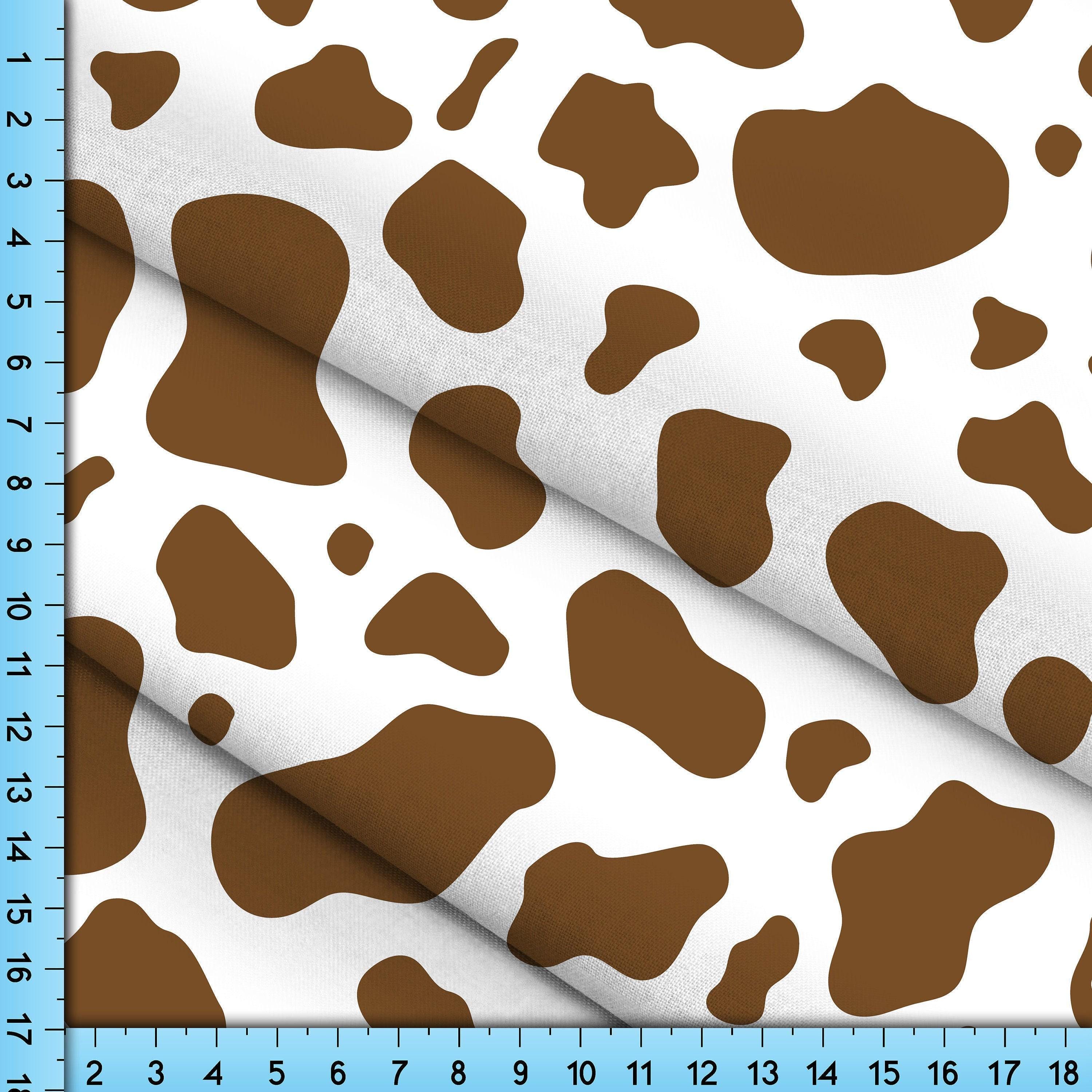 Cow Print With Brown Spots Fabric Pattern by the Yard, Half Yard