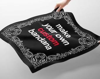 Custom Bandana - Design Your Own Personalized Head Wrap, Scarf, Pet Bandana, or Pocket Square