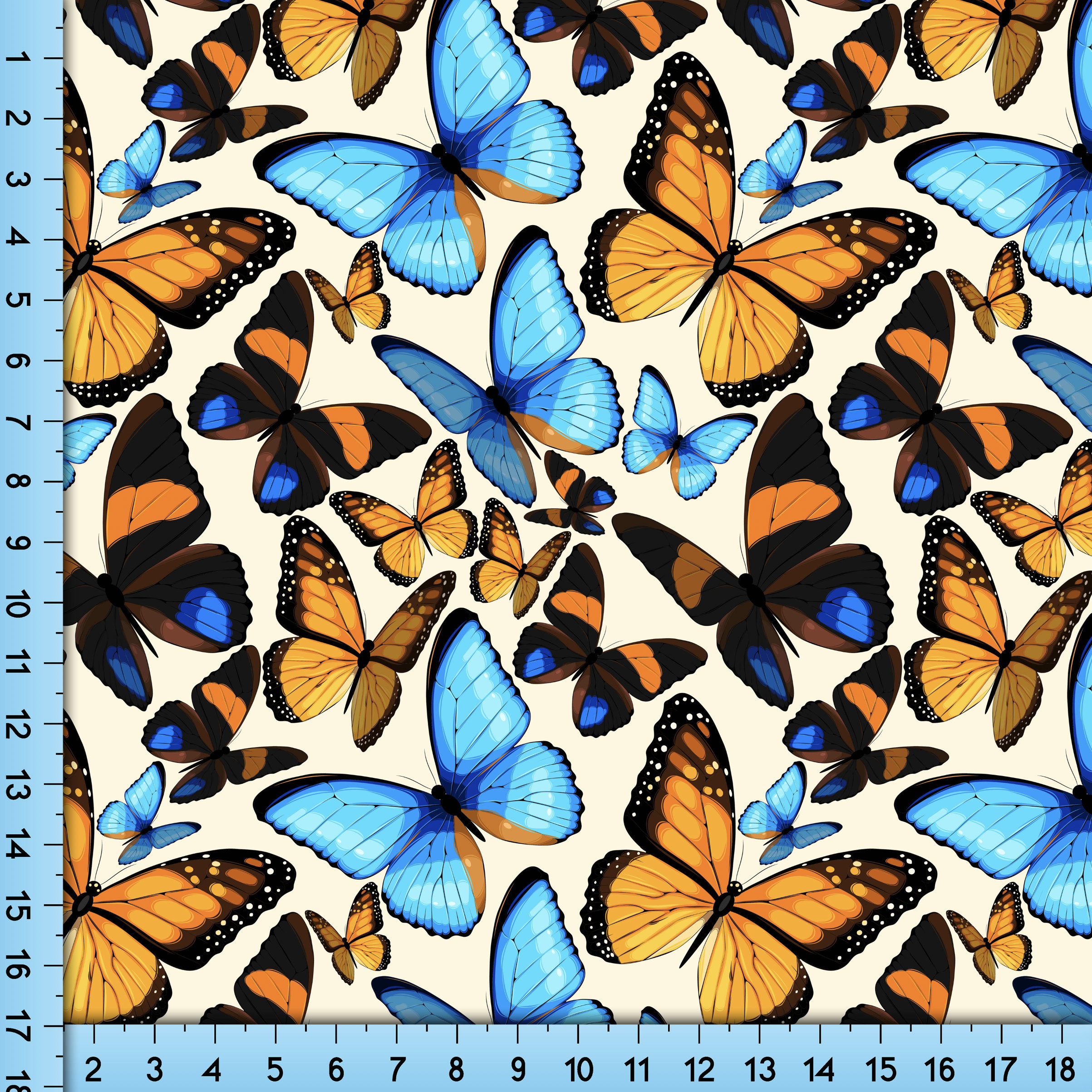 Butterfly Butterflies Spring Flowers Cotton Fabric Robert Kaufman #15394 Yard 