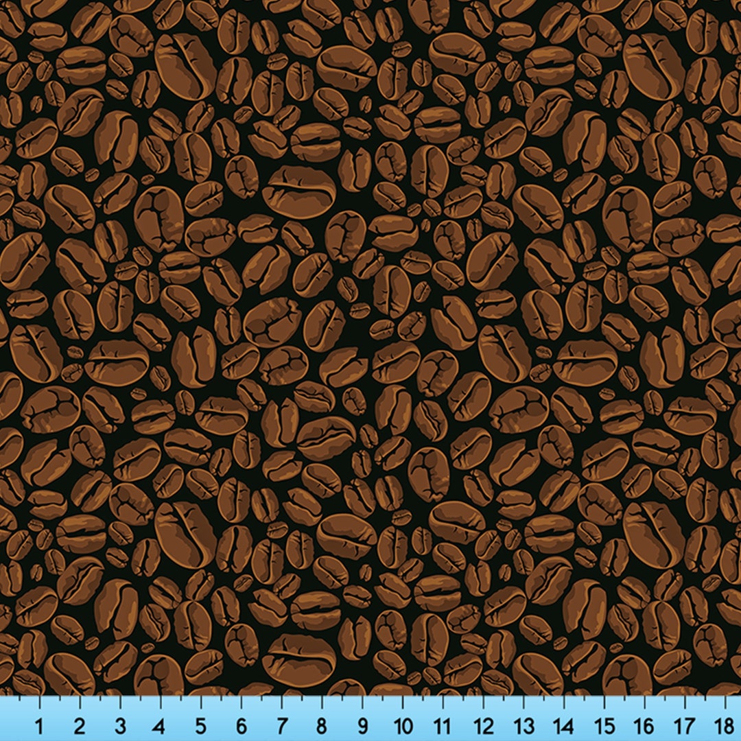 Coffee Beans Fabric Pattern Print by the Yard Fabric Panels Etsy
