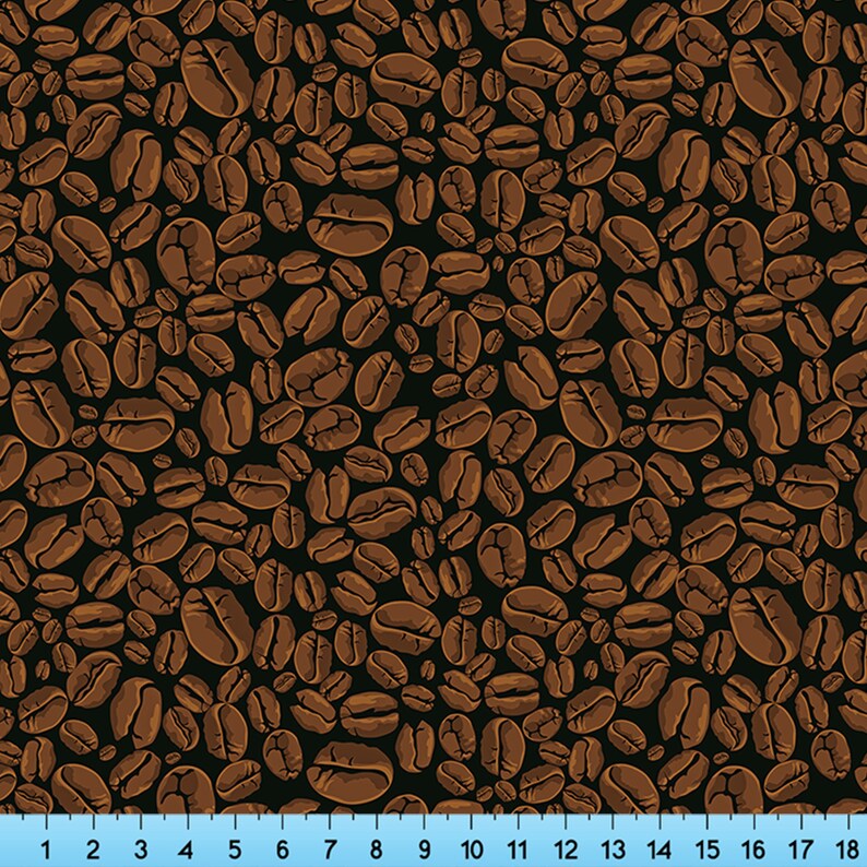 Coffee Beans Fabric Pattern Print by the Yard Fabric Panels Etsy