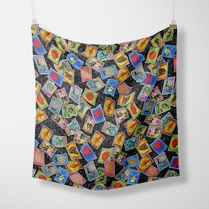 Bandana, pañuelo para la cabeza, pañuelo para el cabello, pañuelo para el cuello o corbata con diseño de cartas de lotería mexicana