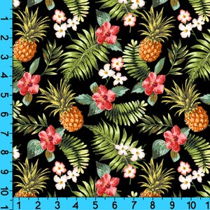 vintage Tropical Pineapple Fabric Printed Pattern par yard