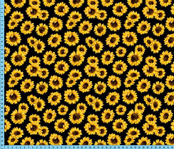 Sunflowers on Black, Fabric by the Yard, 100% Quilt Cotton -  Denmark