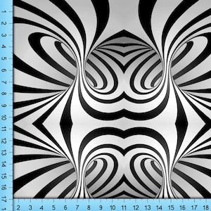 Black White Swirl Fabric Pattern, Spiral OpArt Design Printed By The Yard