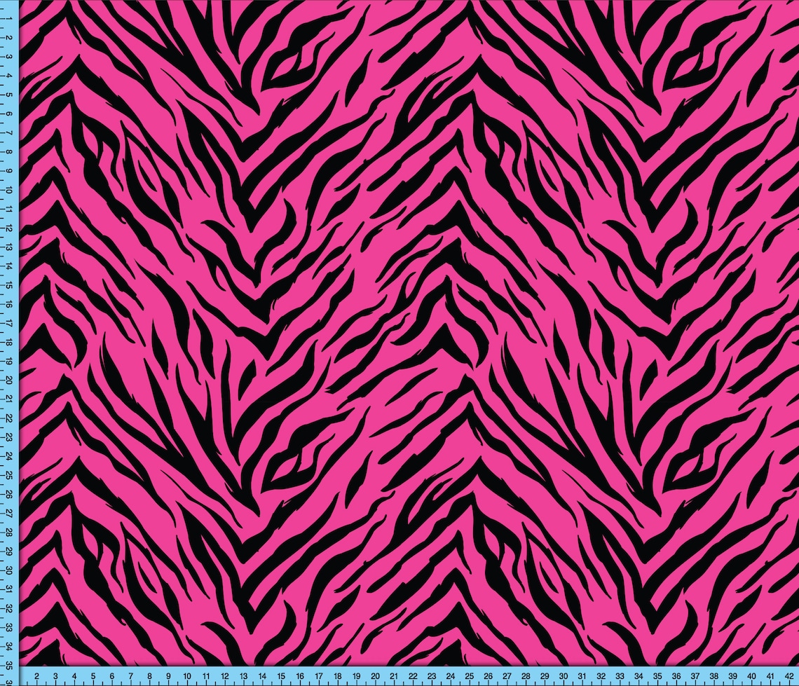 Pink Tiger Stripes Fabric by the Yard Black and Fuchsia Pink | Etsy