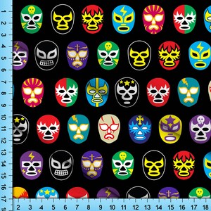 Lucha Libre Fabric: Mexican Wrestler Masks Print By The Yard