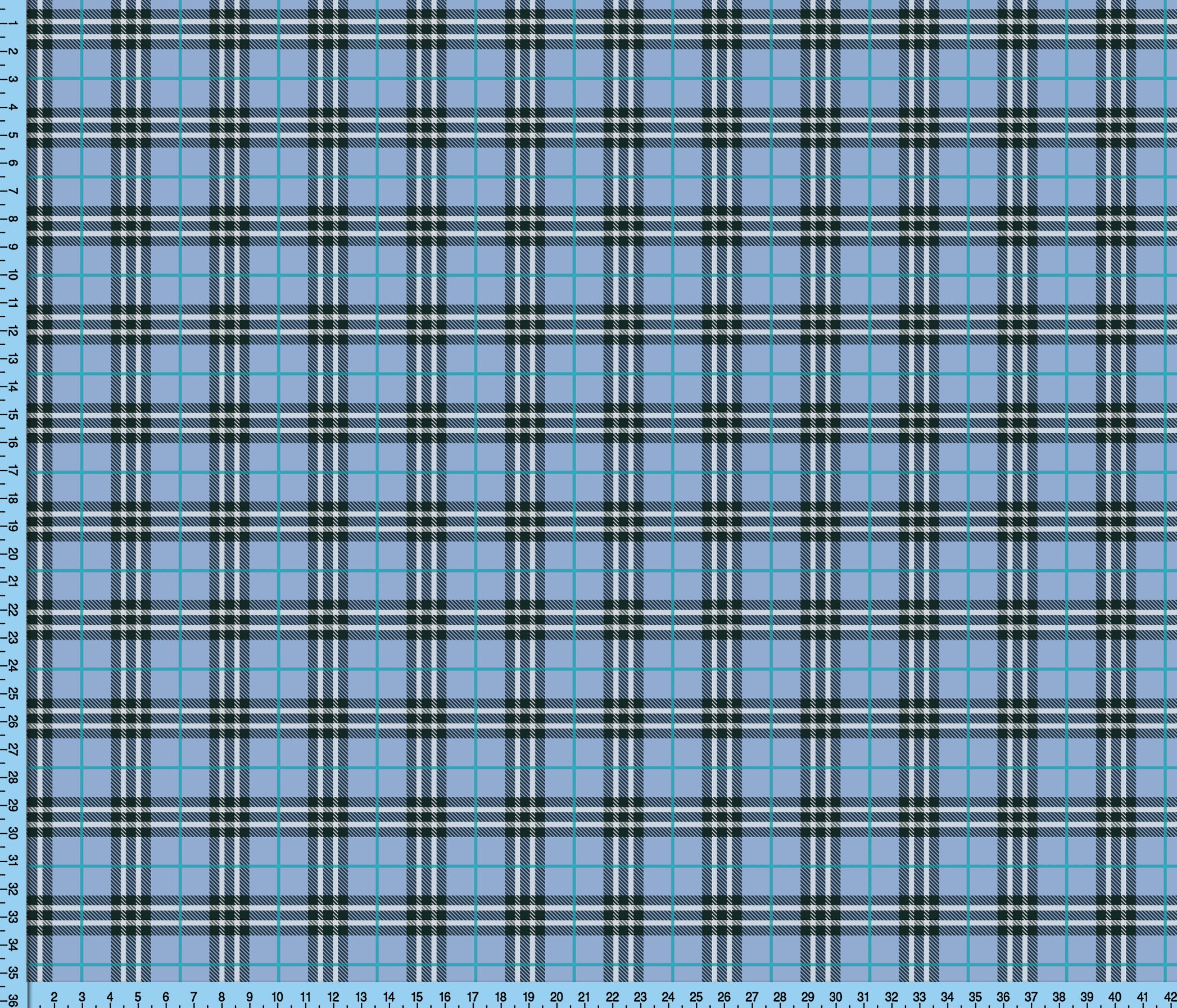 Blue Plaid Fabric, Checkered Tartan Plaid Pattern Design Fabric by