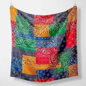 Bandana de patchwork con estampado de cachemira: pañuelo para la cabeza estilo bohemio vintage / accesorio de estilo retro occidental