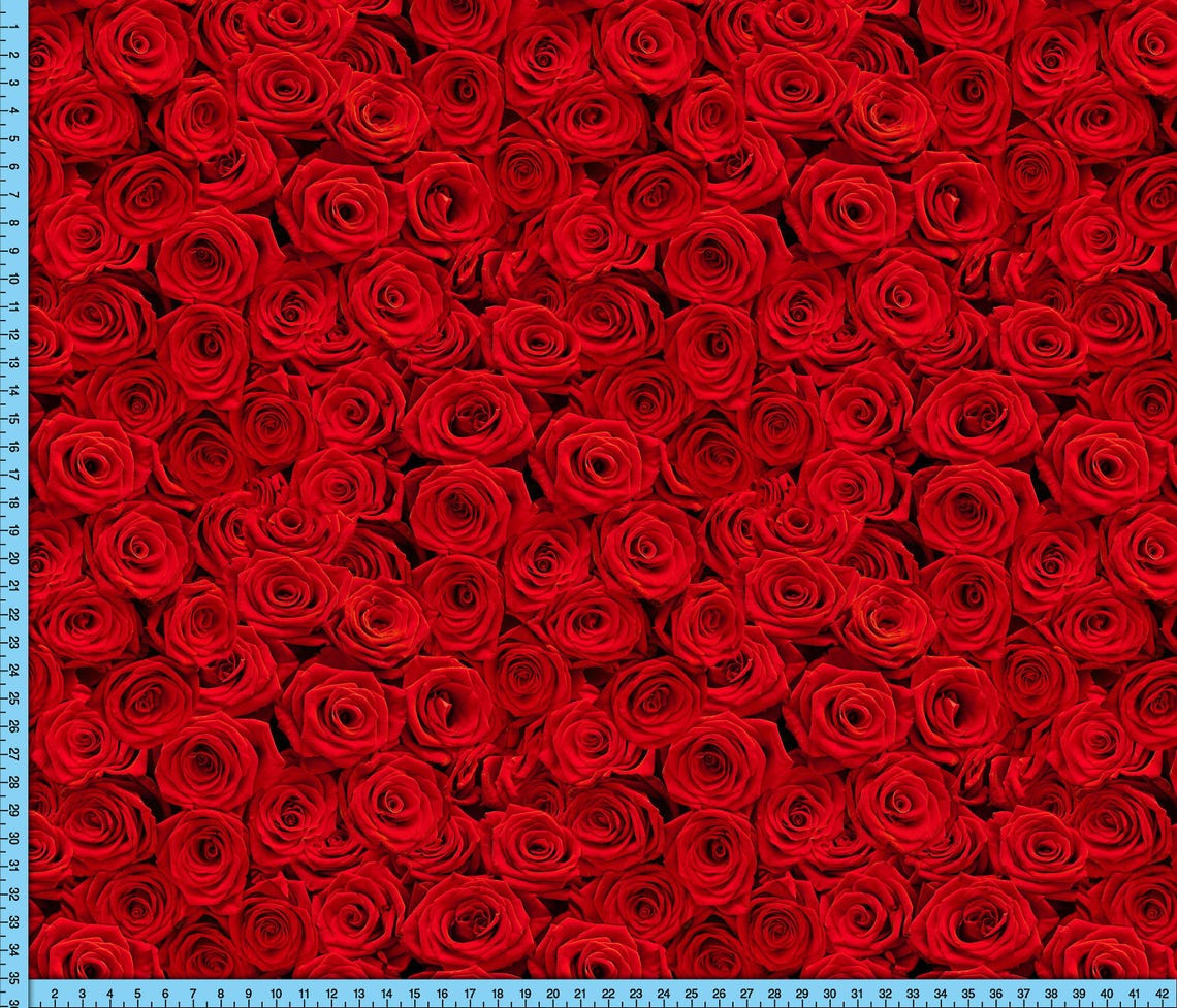Red Roses Polyester Fabric: Floral Print by the Yard - Etsy