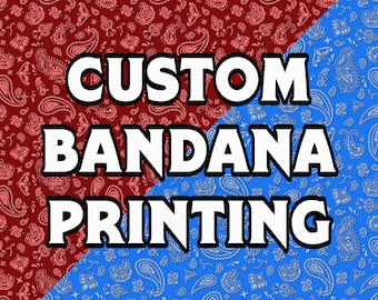 Custom Printed Bandana, Personalized Fashion Head Scarf, Neck Kerchief or Face Cover