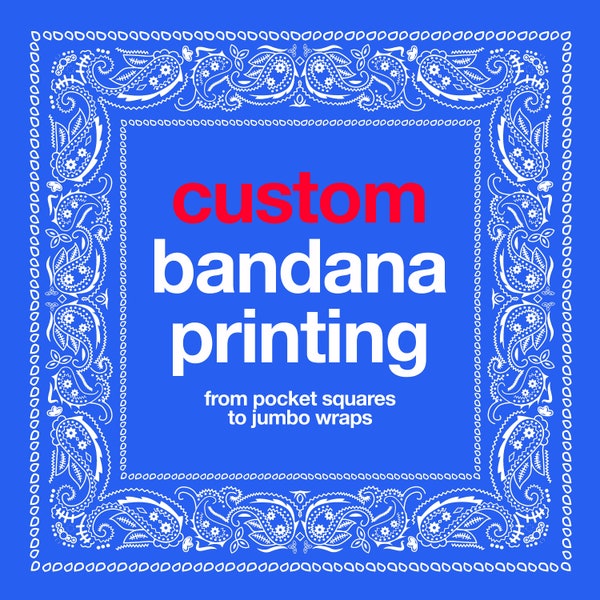 Impression bandana de votre design personnalisé, oeuvre d'art personnalisée sur un carré de tissu de toute taille