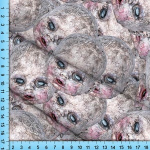 Goth Fabric Spooky Doll Head Pattern by the Yard