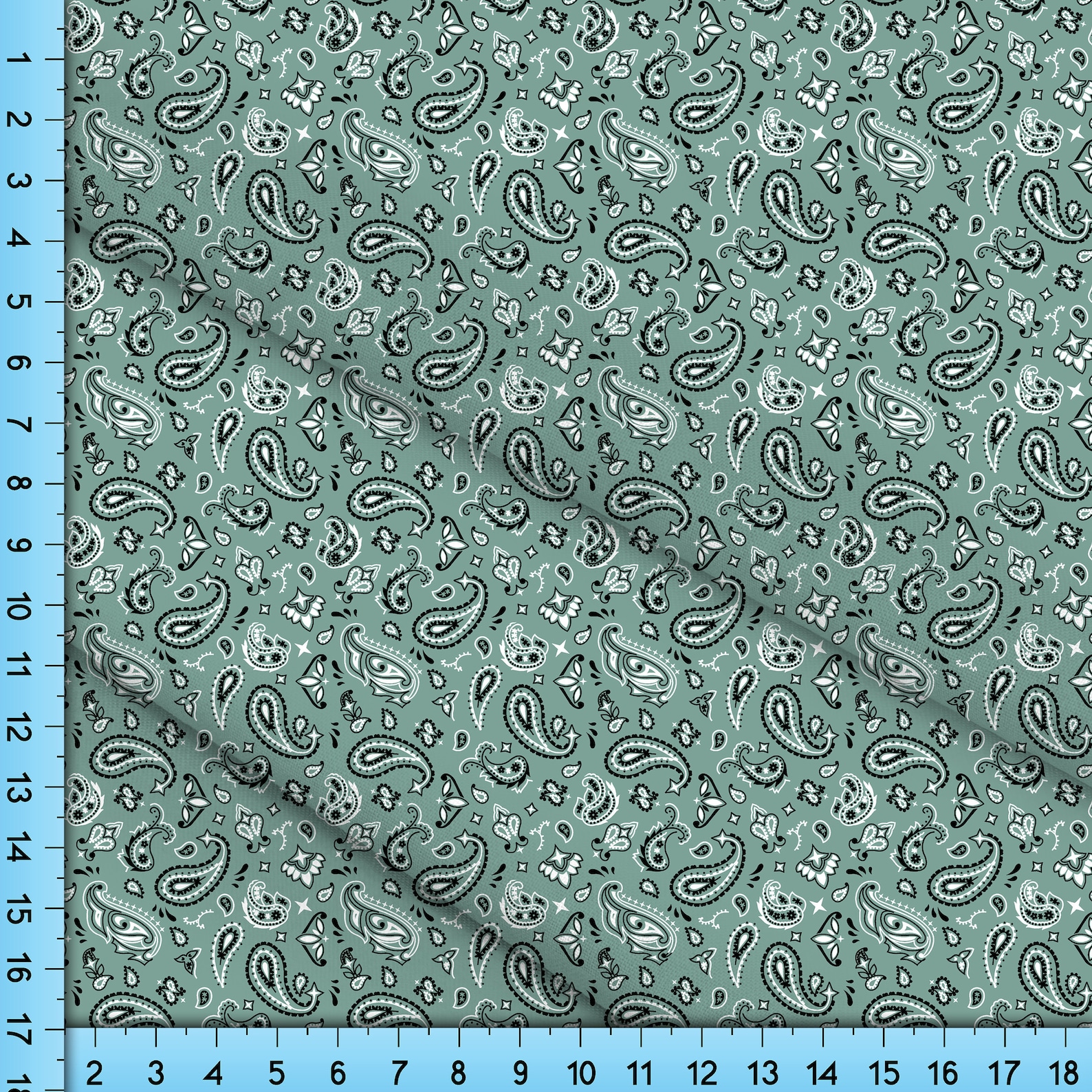 Sage Green Paisley Bandana Fabric Pastel Printed Cloth by the Etsy
