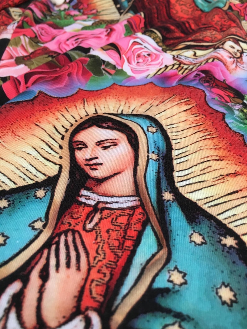 Our Lady of Guadalupe Fabric: Saint Virgin Mary Print By the Yard image 5