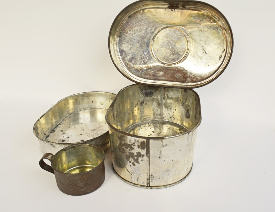 Antique Metal Lunch Box RARE Lisk Lunch Bucket 5 Piece Metal Etsy