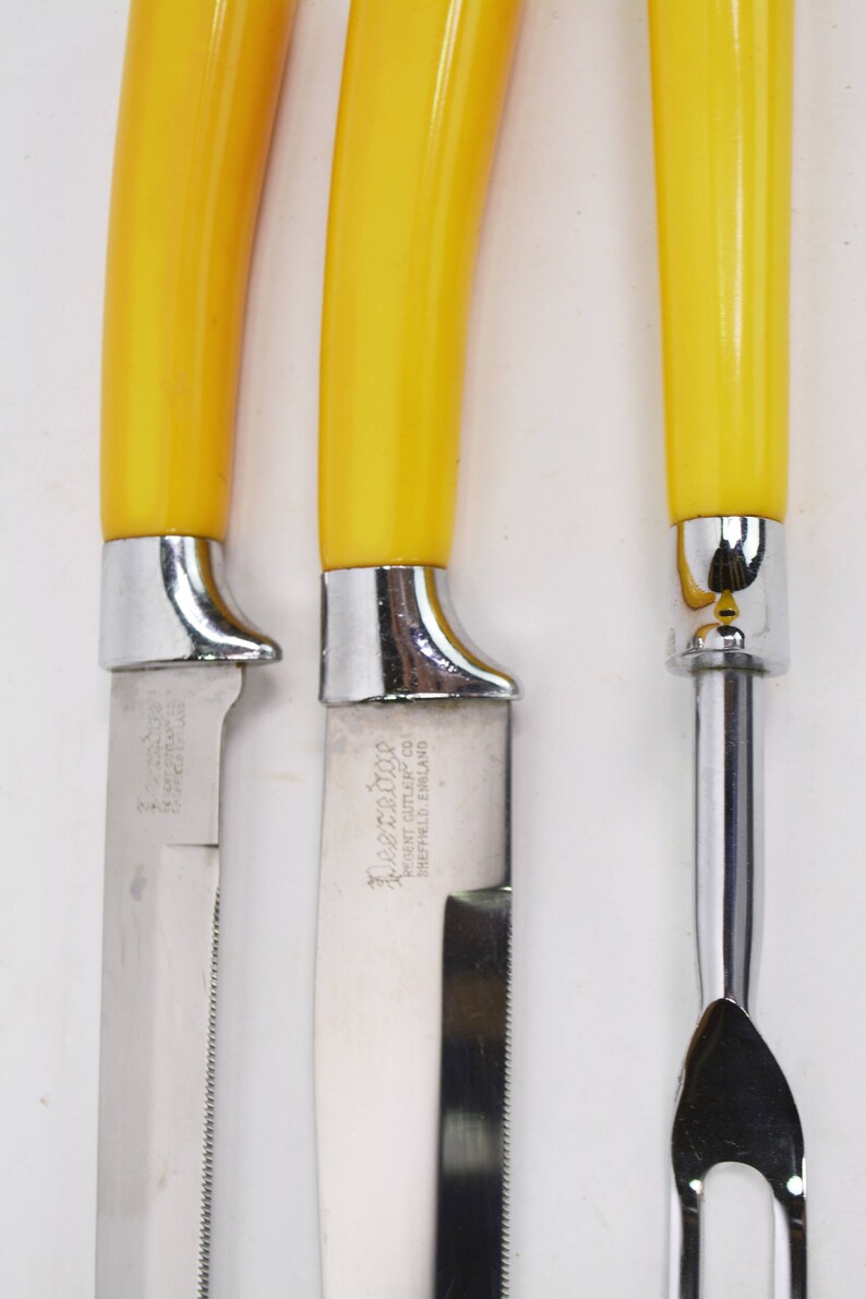 Bakelite Carving Set Knife Set Yellow Bakelite Knives Etsy