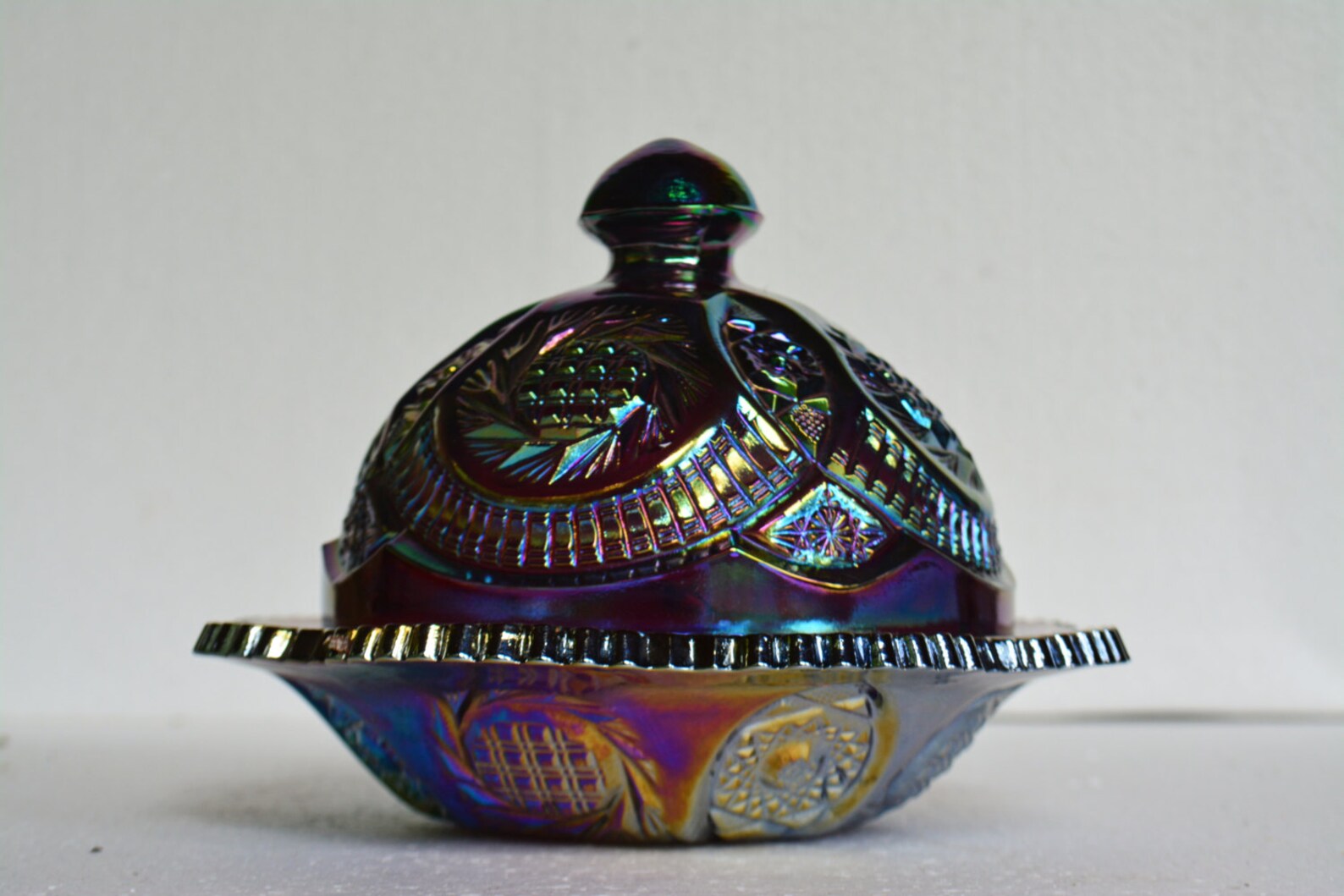 Carnival Glass Butter Dish Butter Dish with Dome Lid Vintage Etsy