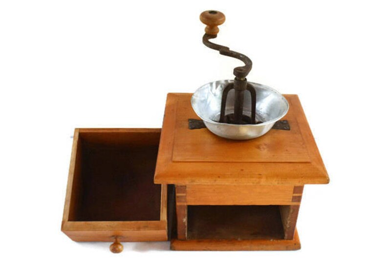 Vintage Coffee Grinder Large Wooden Coffee Grinder Maple Etsy